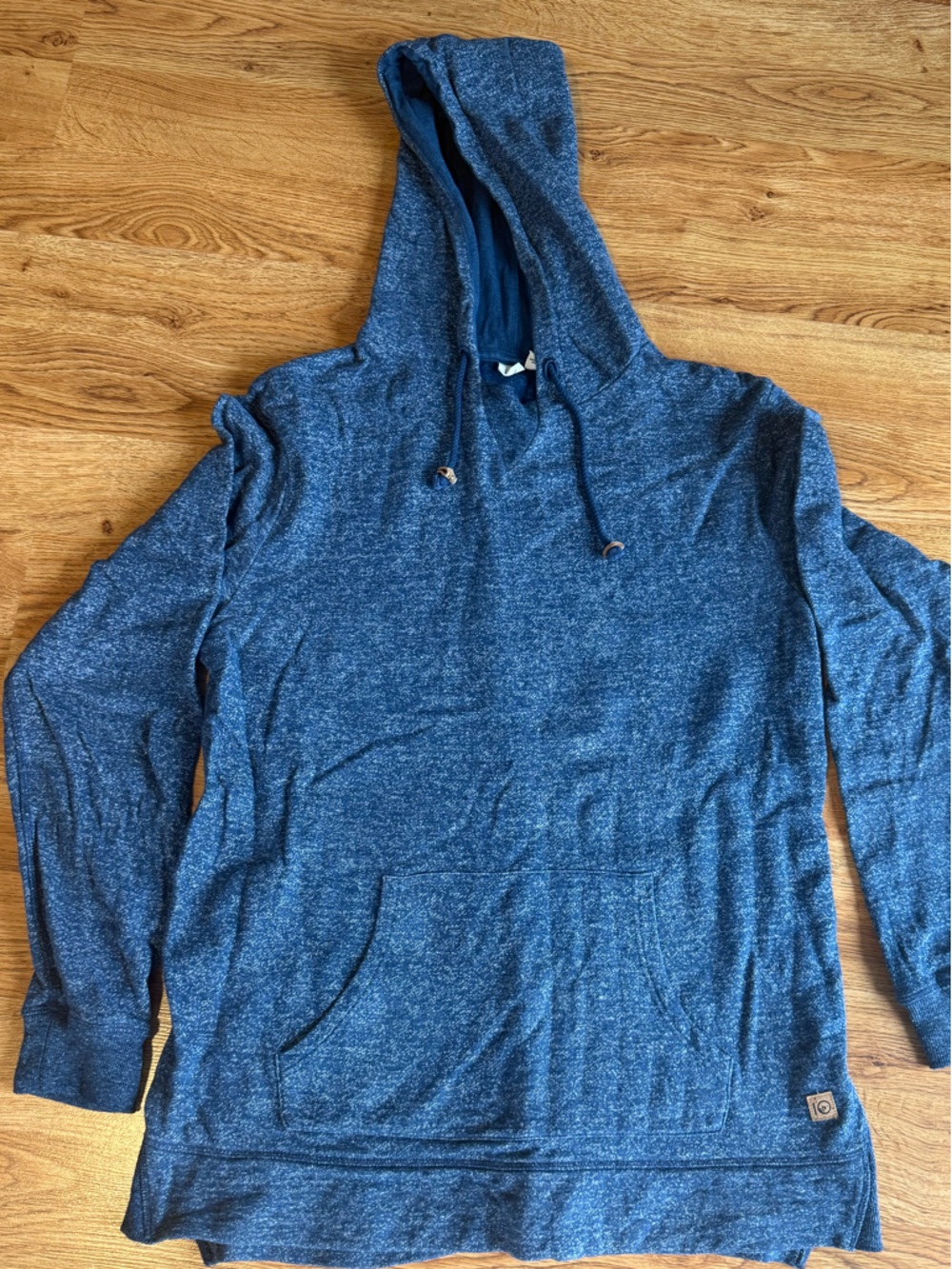 Womens Blue Heather tunic pullover Hoodie, IO, M